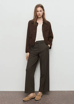 Mid-rise cropped straight-leg trousers — Khaki 2