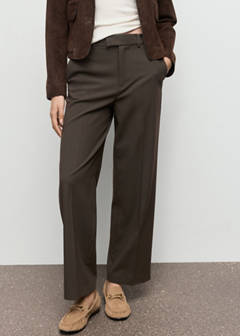 Mid-rise cropped straight-leg trousers — Khaki 1