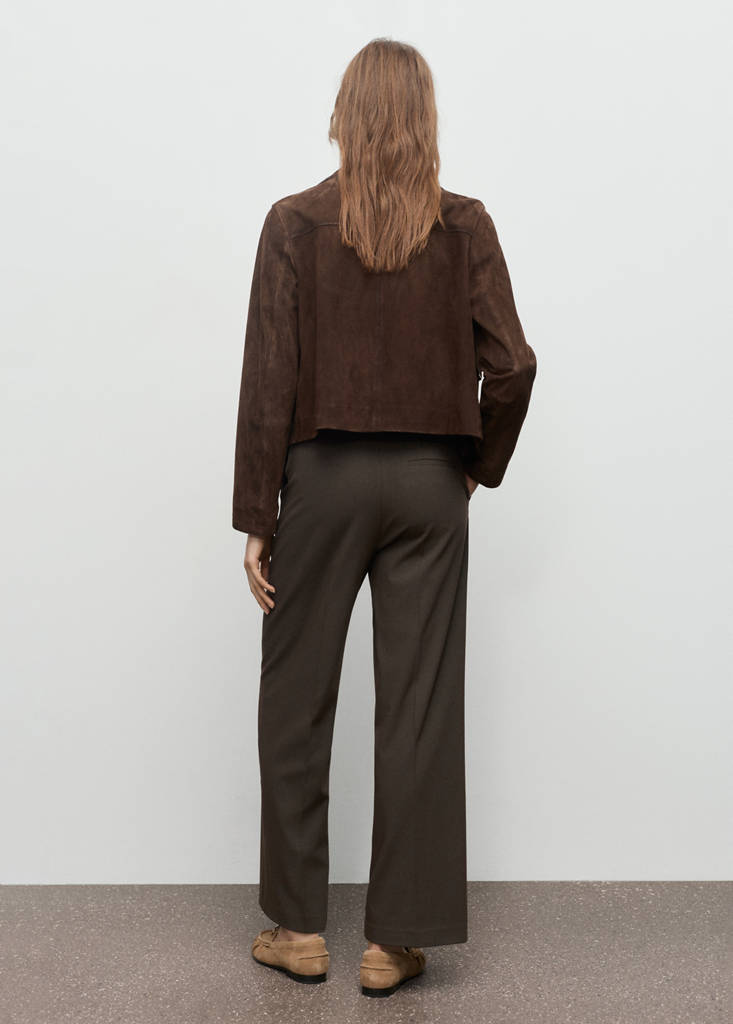 Mid-rise cropped straight-leg trousers — Khaki
