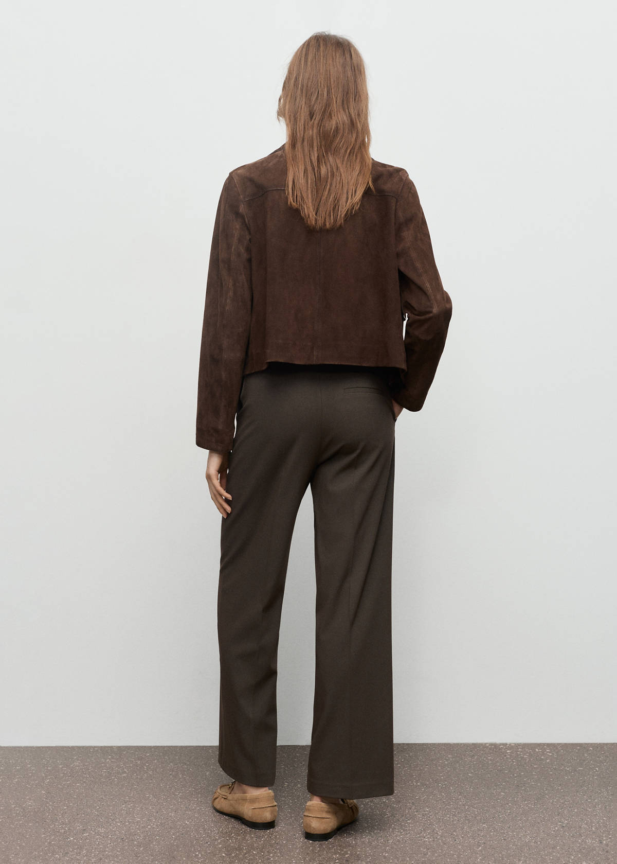 Mid-rise cropped straight-leg trousers — Khaki
