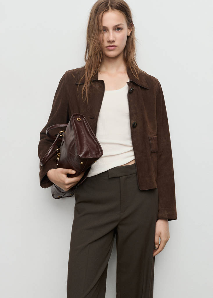 Mid-rise cropped straight-leg trousers — Khaki