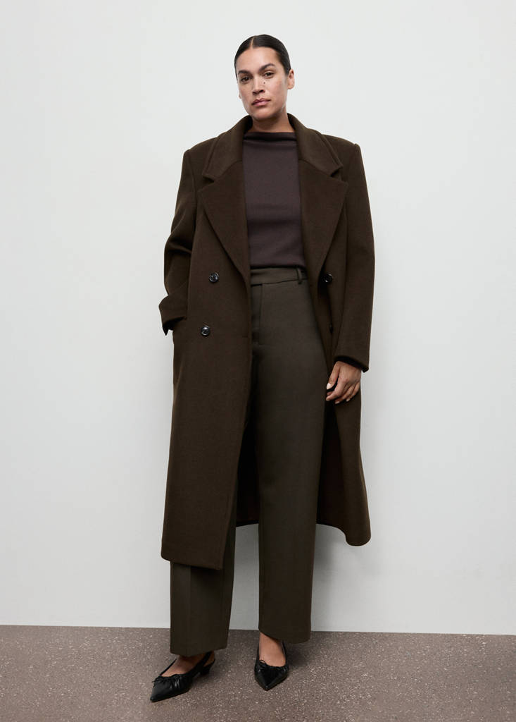 Mid-rise cropped straight-leg trousers — Khaki