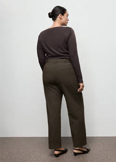 Mid-rise cropped straight-leg trousers — Khaki 13