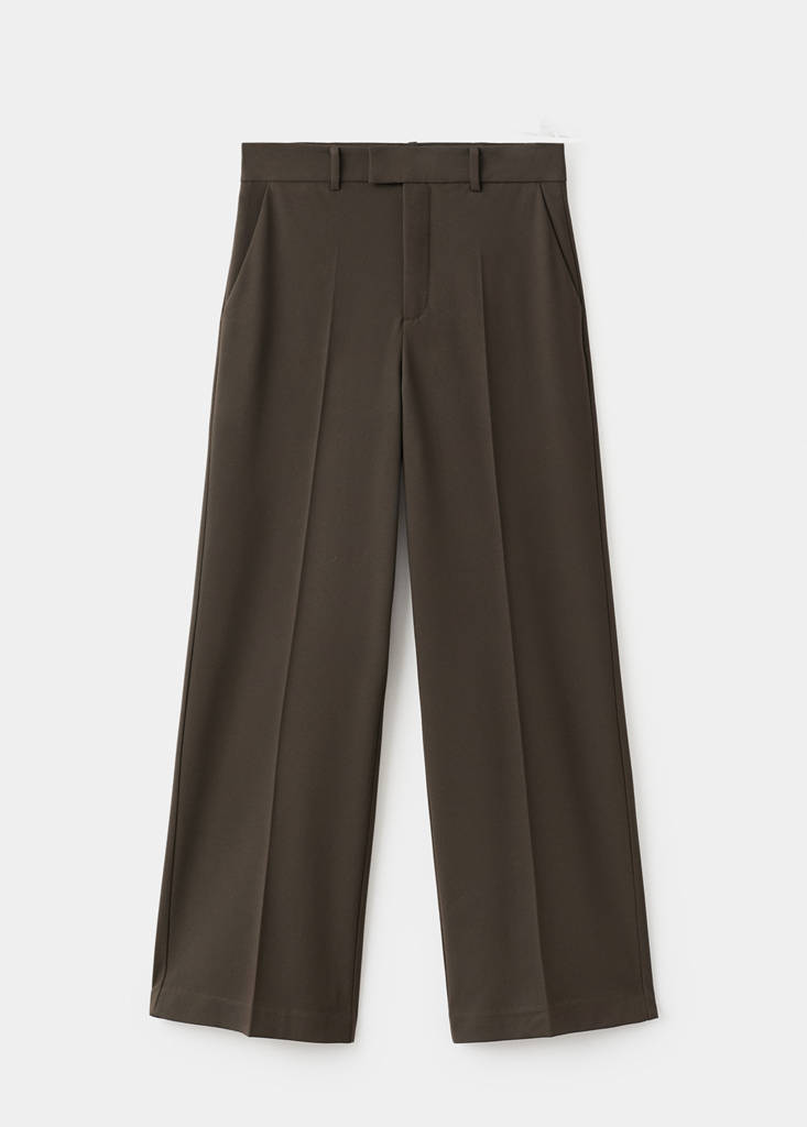 Mid-rise cropped straight-leg trousers — Khaki