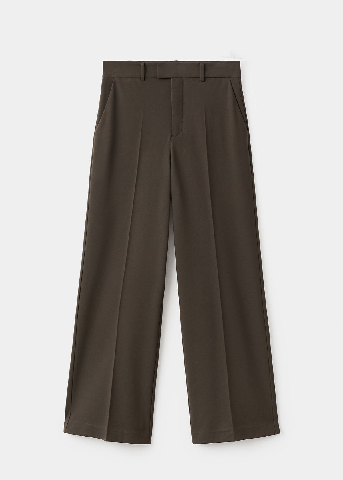 Mid-rise cropped straight-leg trousers — Khaki
