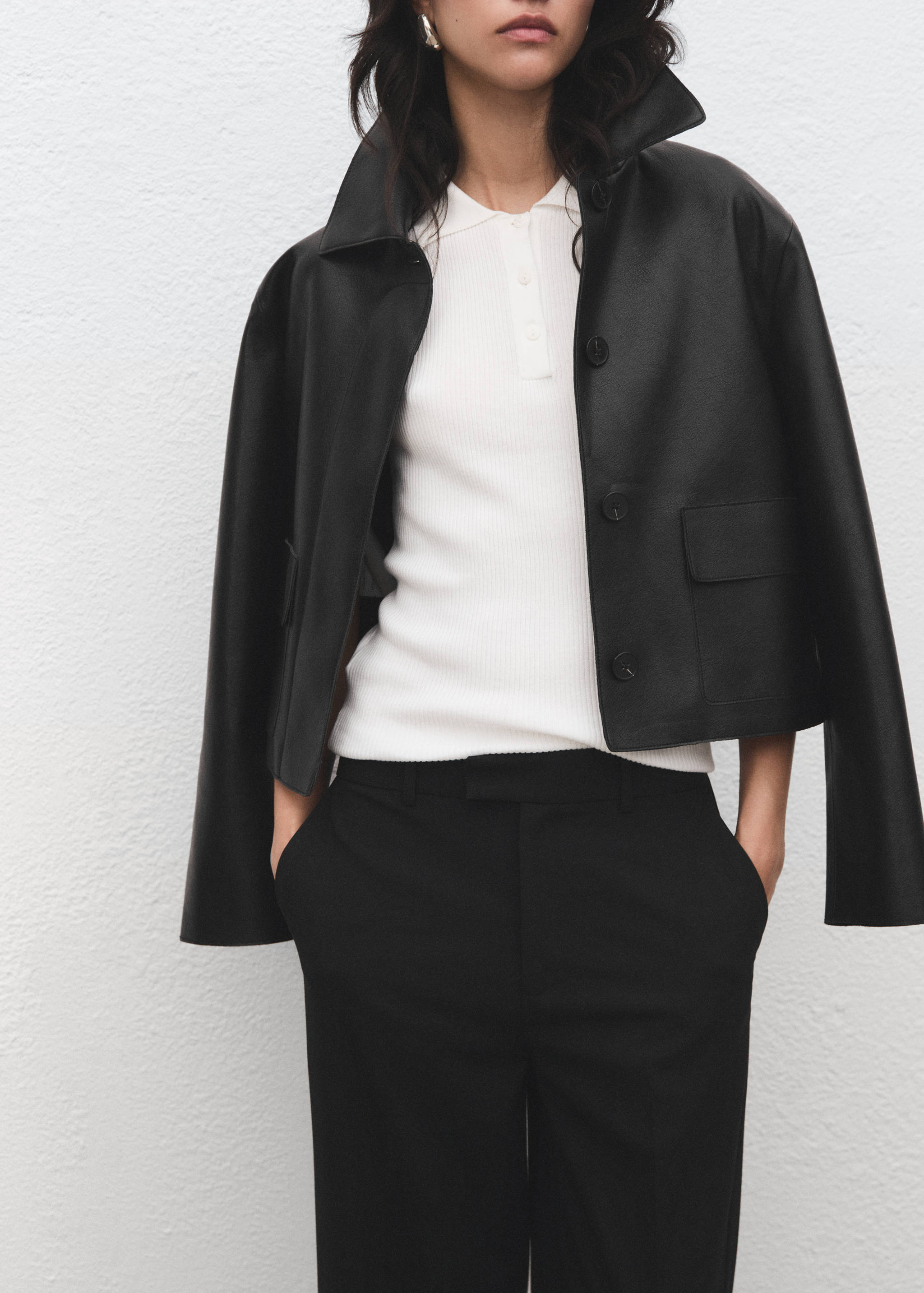 Mid-rise cropped straight-leg trousers - Details of the article 6