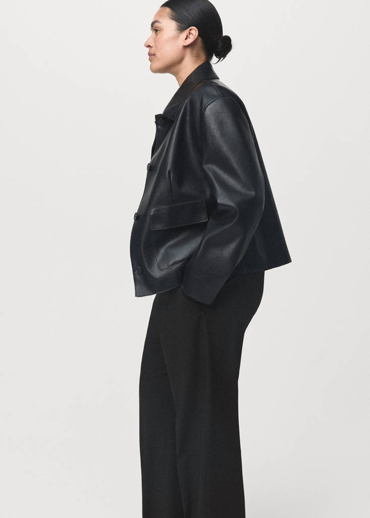 Mid-rise cropped straight-leg trousers — Black