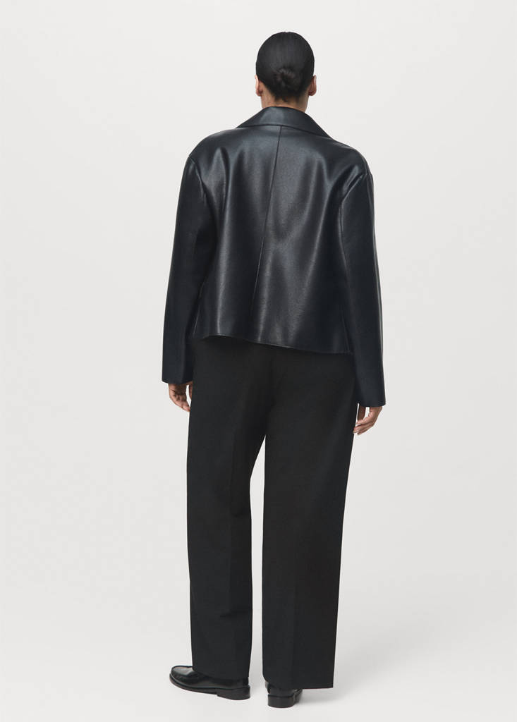 Mid-rise cropped straight-leg trousers — Black