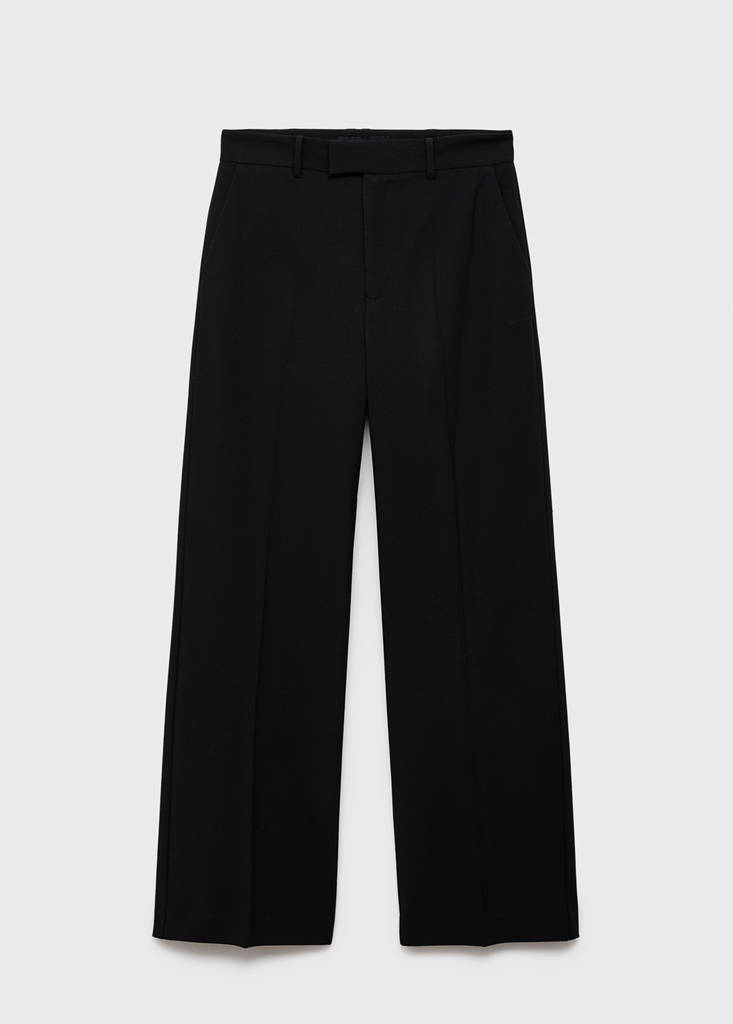 Mid-rise cropped straight-leg trousers — Black