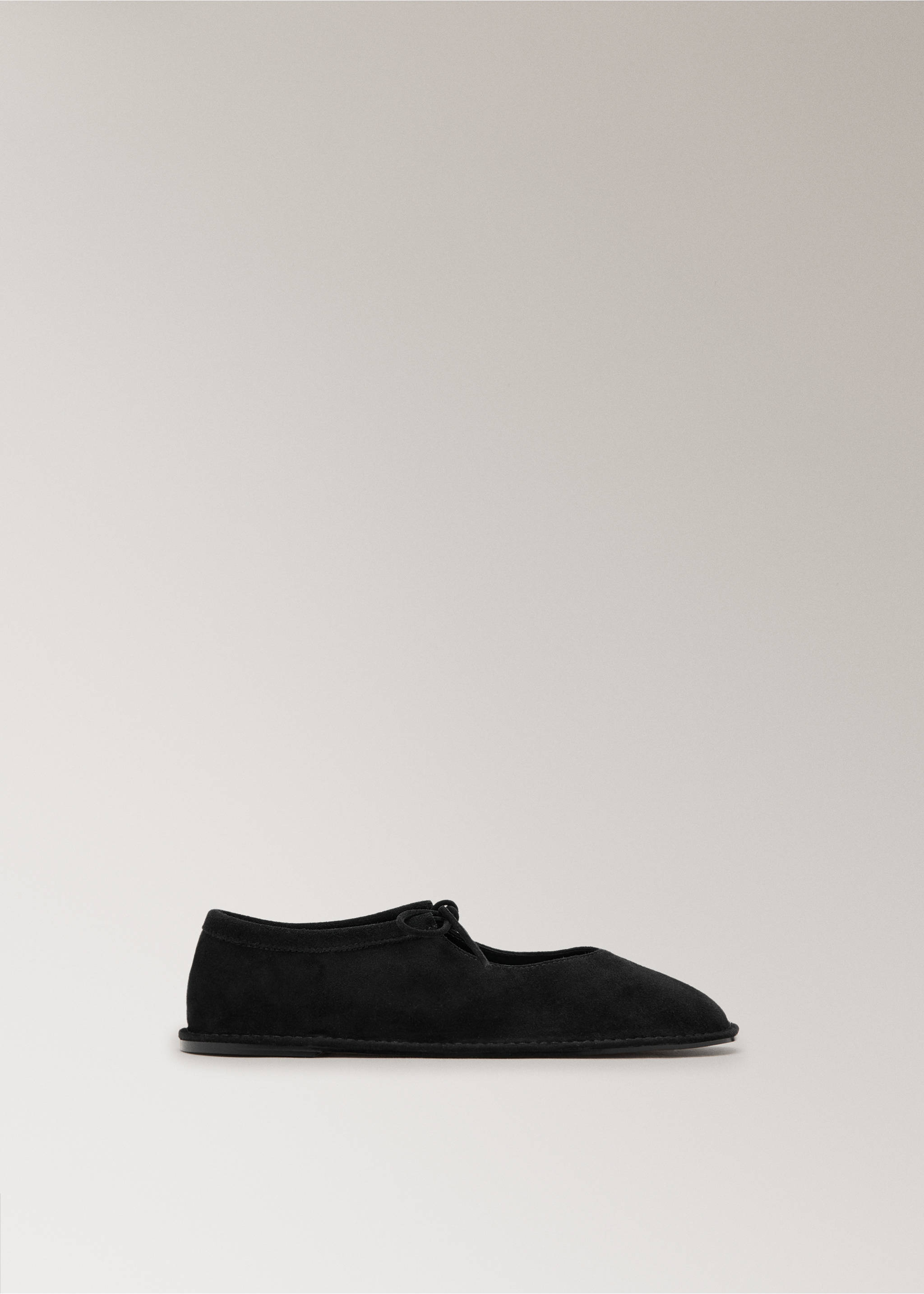 Leather lace-up ballerina flat - Article without model, Black. Ref: 17087134-00.