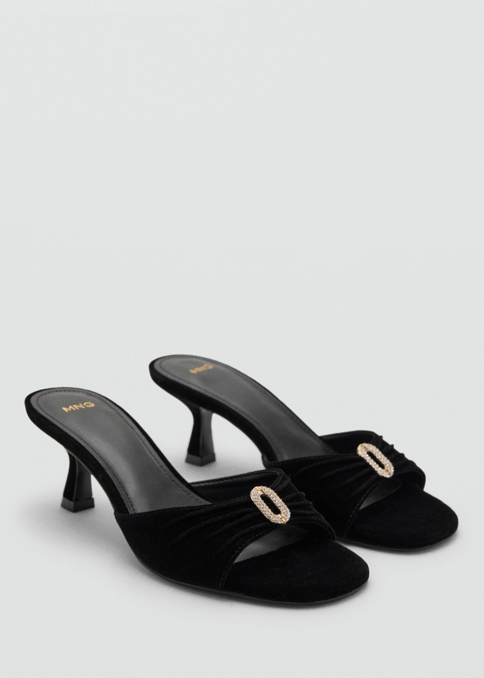 Velvet sandals with jewel embellishment - Medium plane