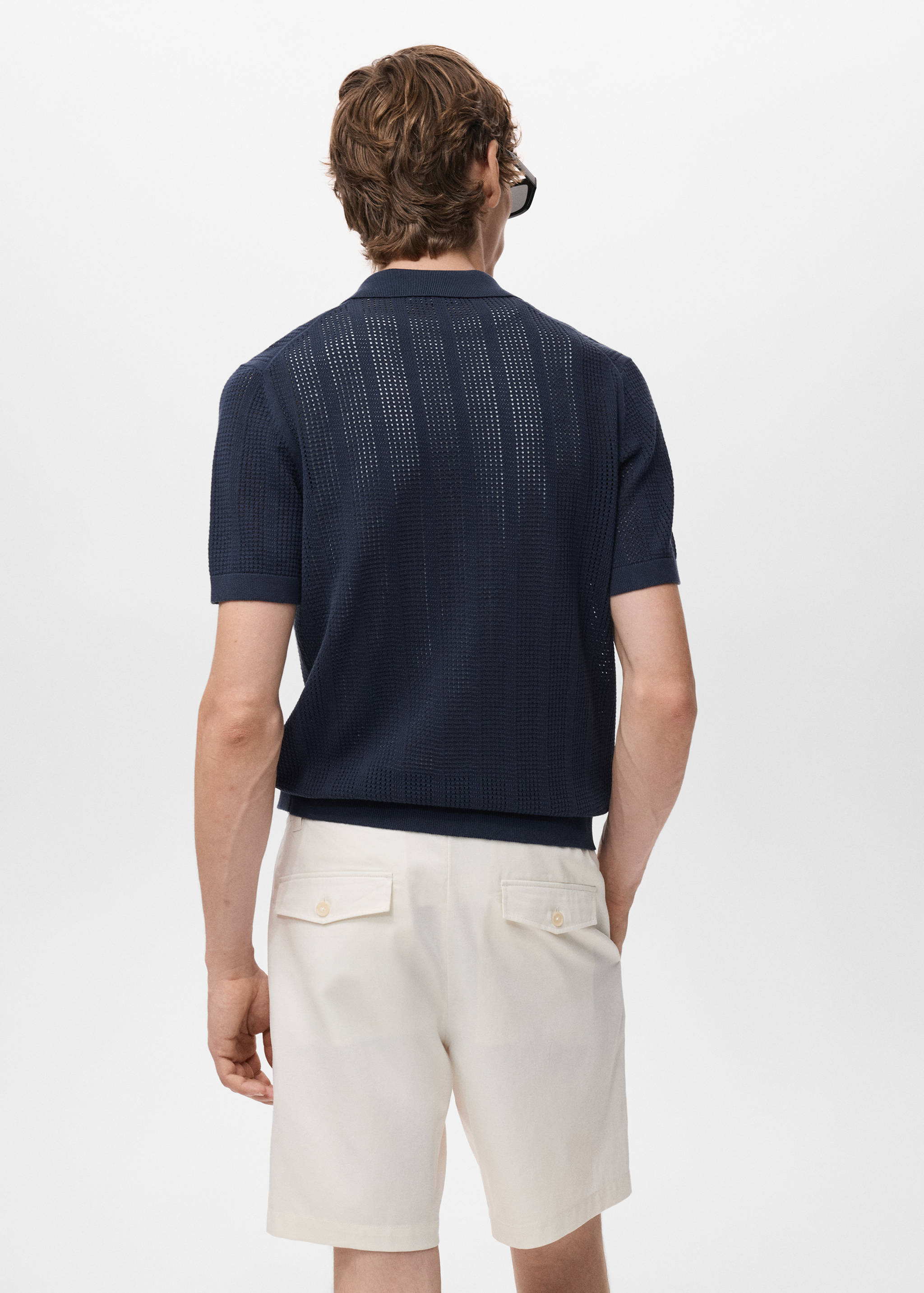 Prugasta rupičasta pletena košulja - Stražnji dio artikla