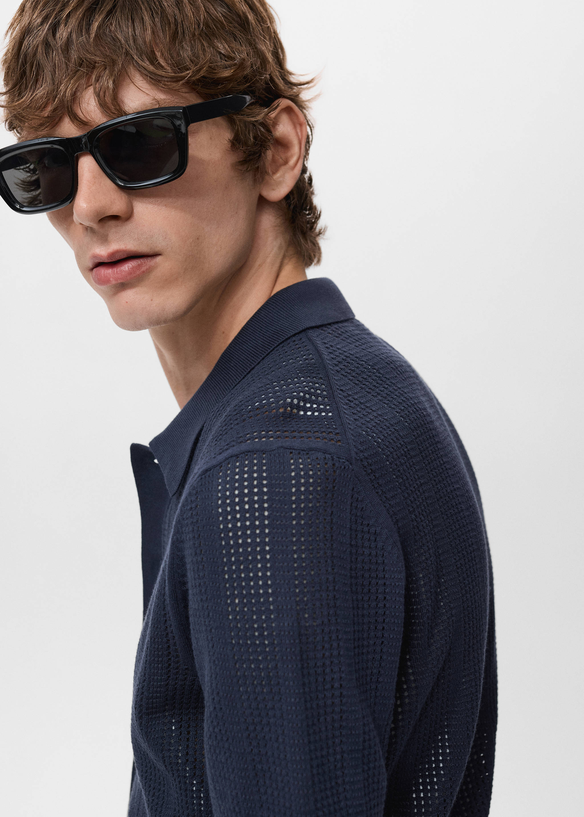 Prugasta rupičasta pletena košulja - Detalji artikla 1