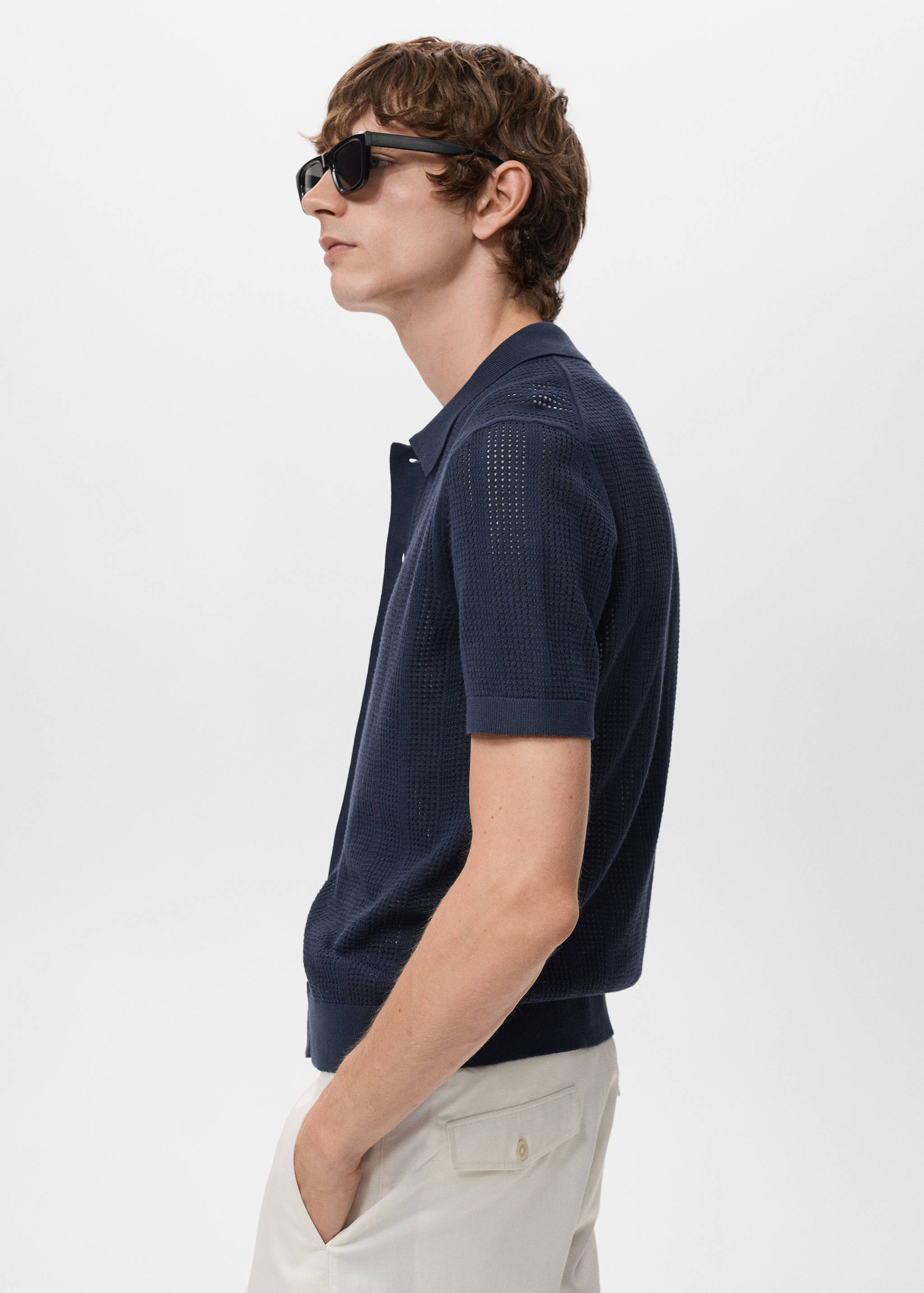 Prugasta rupičasta pletena košulja - Detalji artikla 2