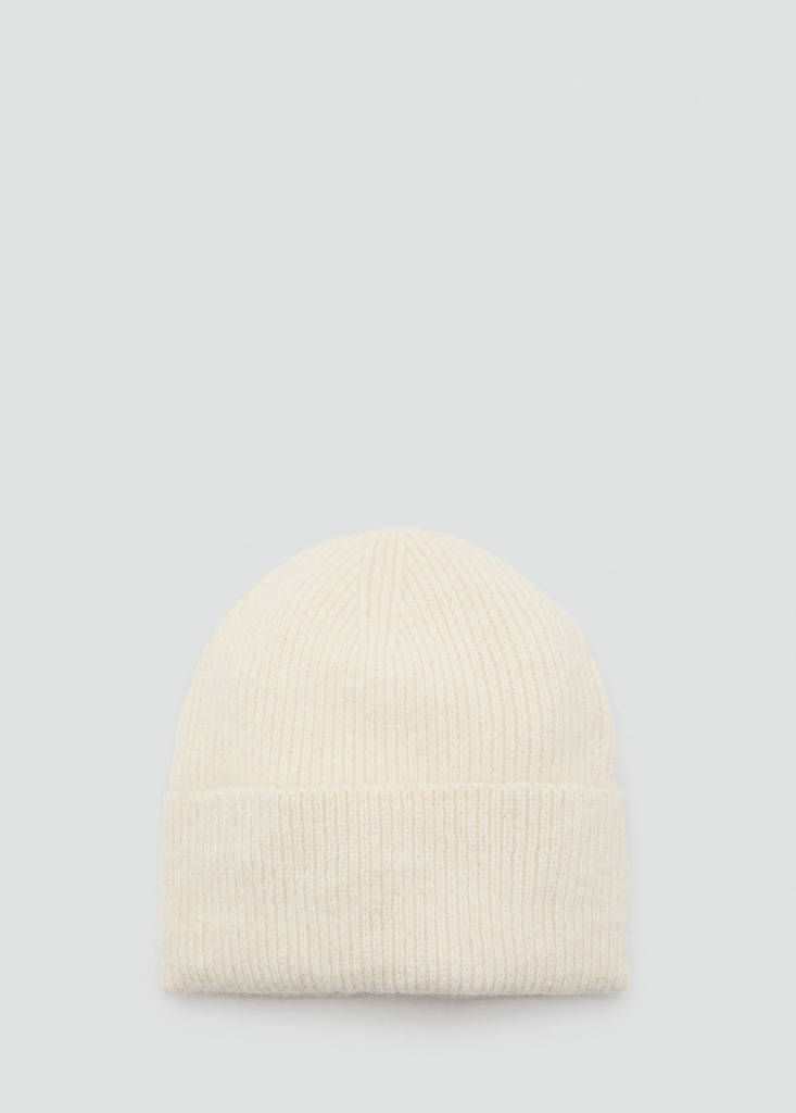 Rib-knit cap — Ecru