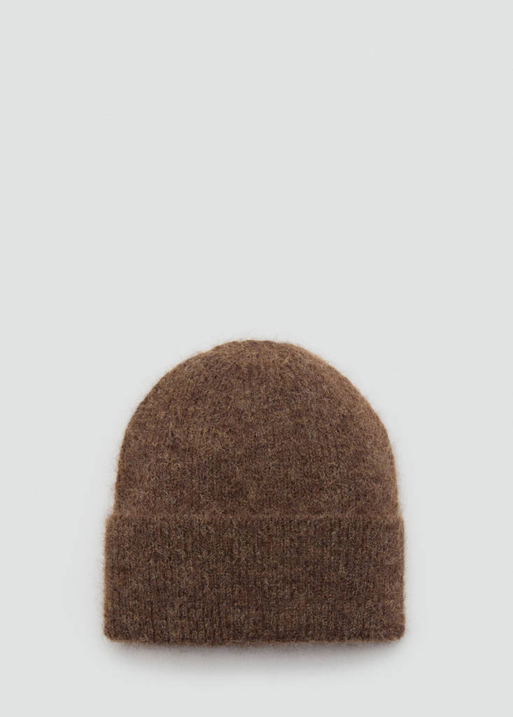 Rib-knit cap — Brown