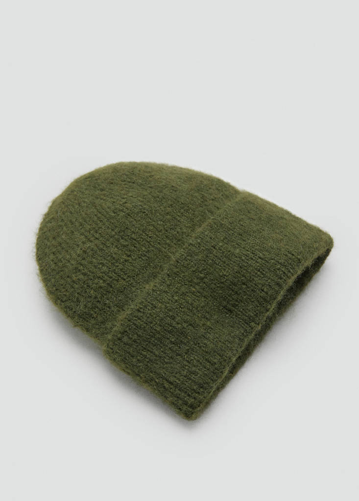 Rib-knit cap — Khaki