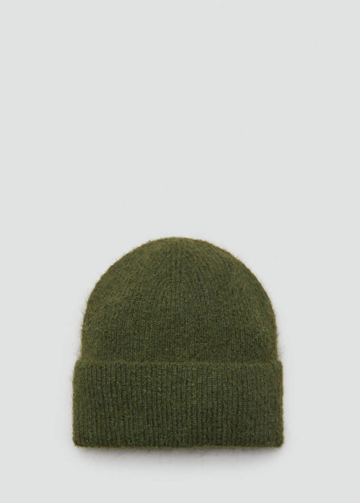 Rib-knit cap — Khaki
