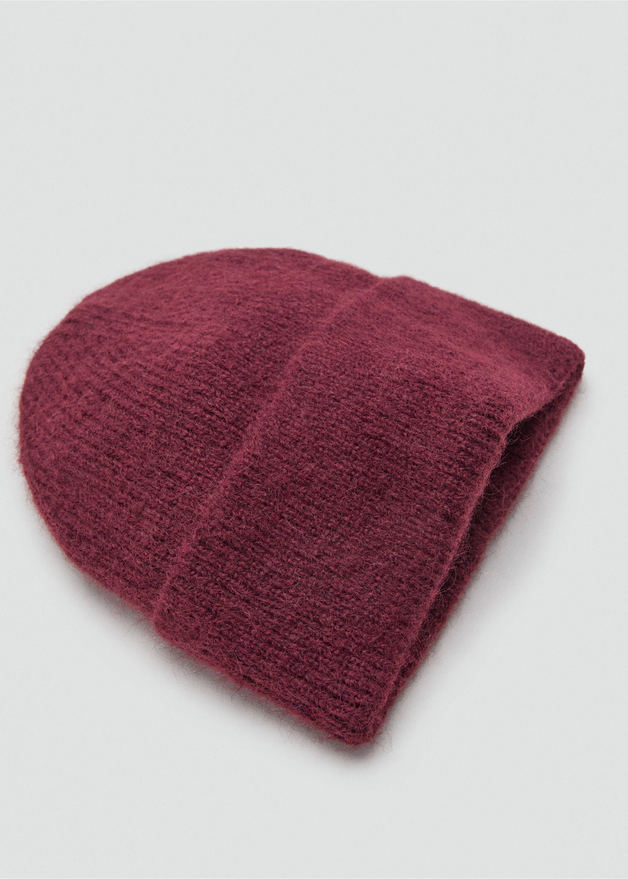Rib-knit cap - Medium plane, Burgundy. Ref: 17087764-00.