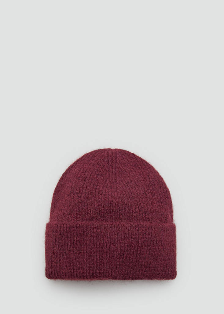 Rib-knit cap — Burgundy