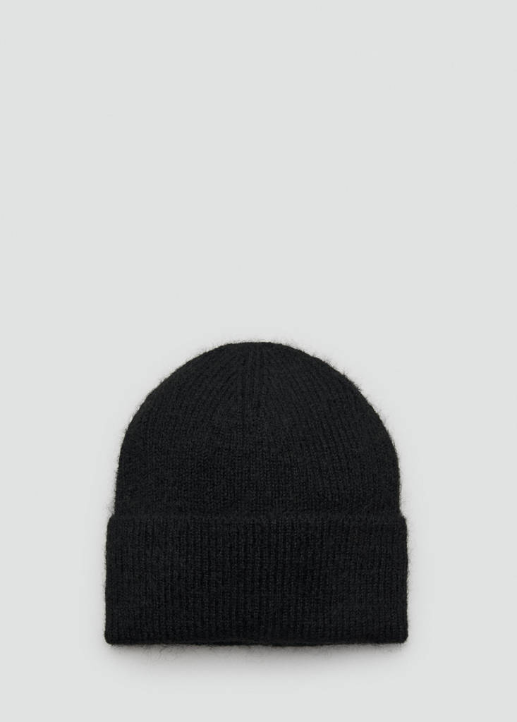 Rib-knit cap — Black