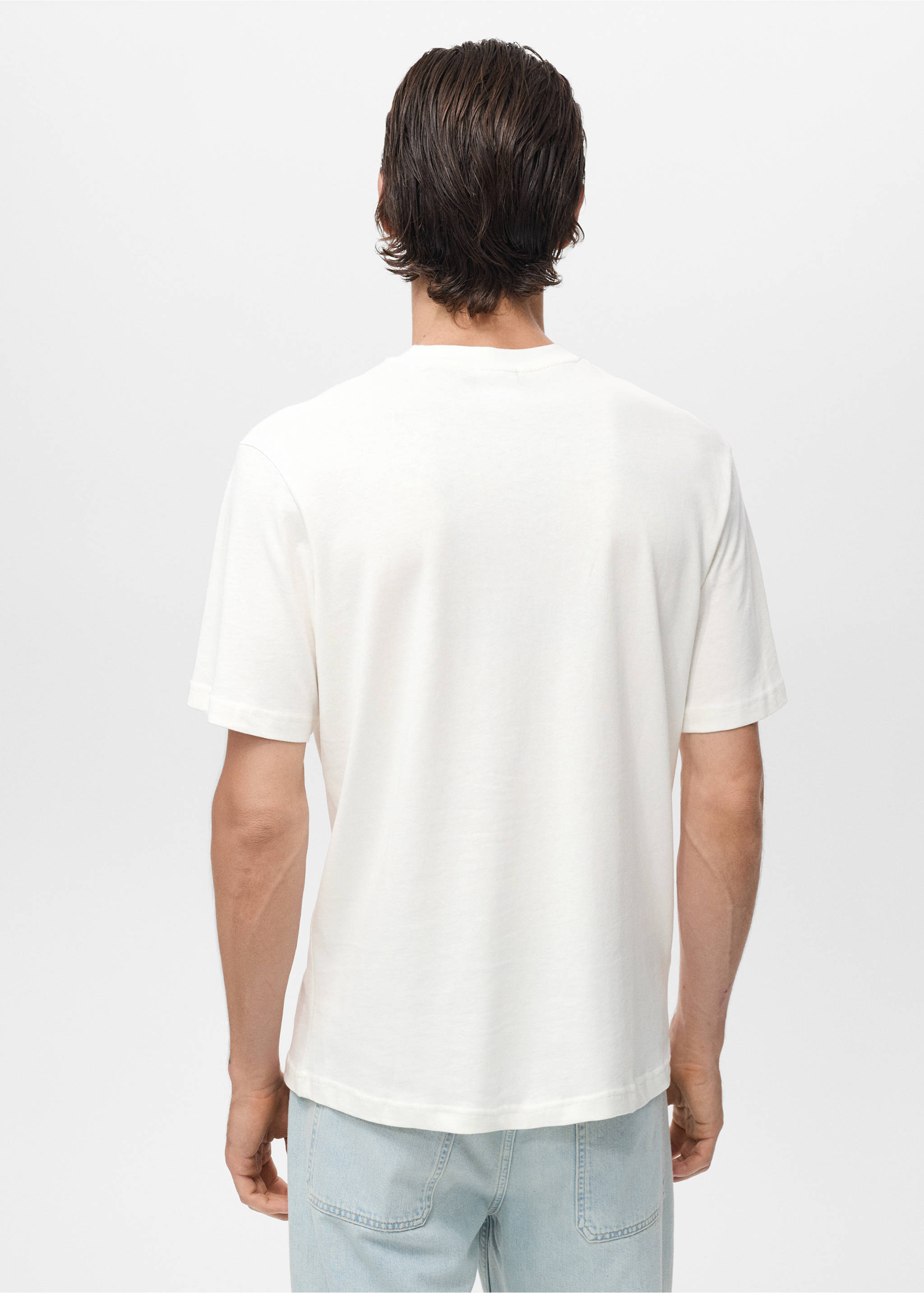 Футболка 100% хлопок с текстом - Обратная сторона изделия, Грязно-белый. Ref: 17087770-00.