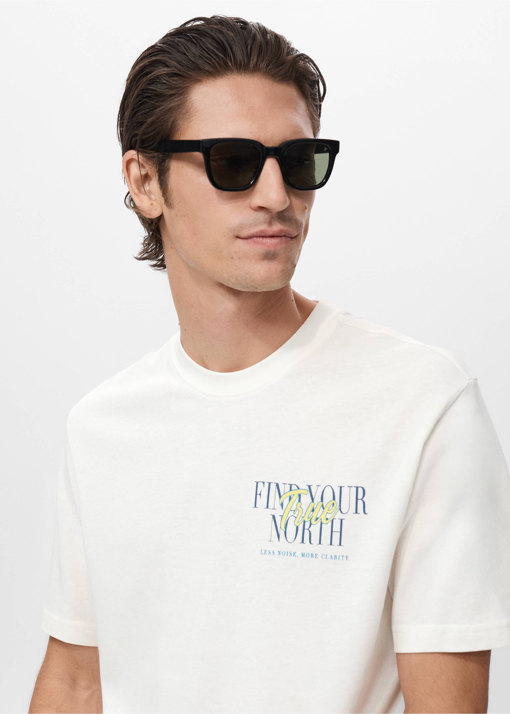 Футболка 100% хлопок с текстом - Деталь изделия 1, Грязно-белый. Ref: 17087770-00.