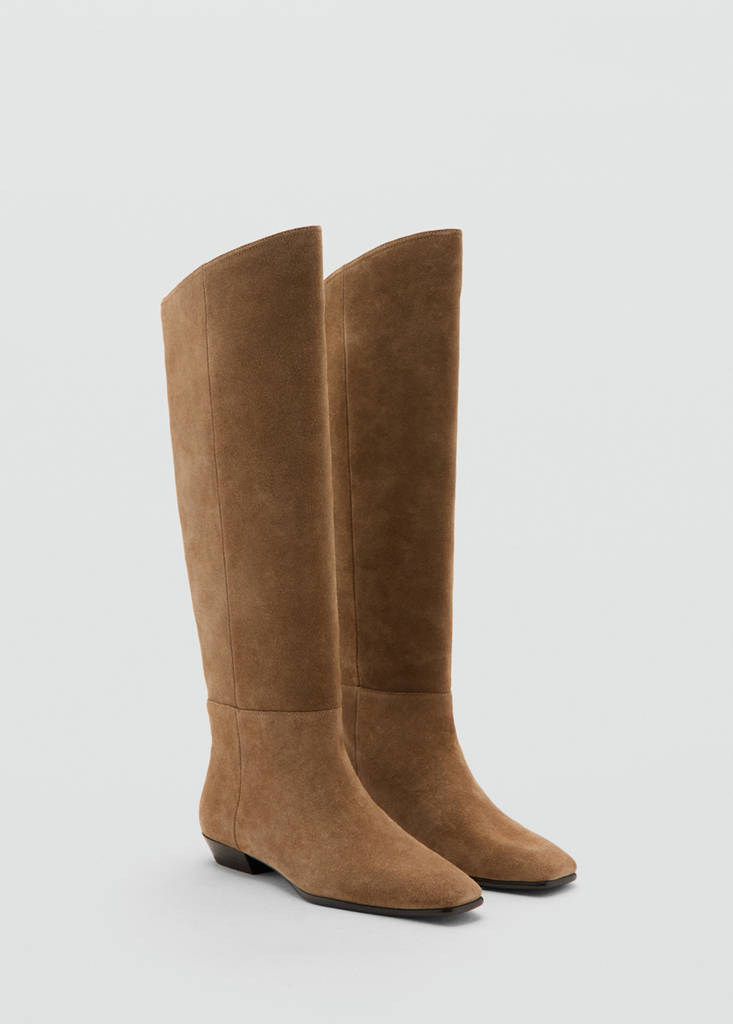 High-leg suede boots — Sand