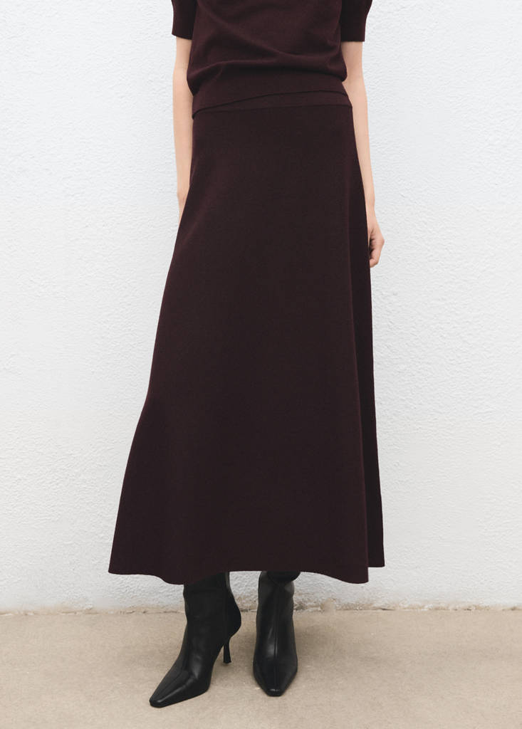 Wool-blend knitted skirt