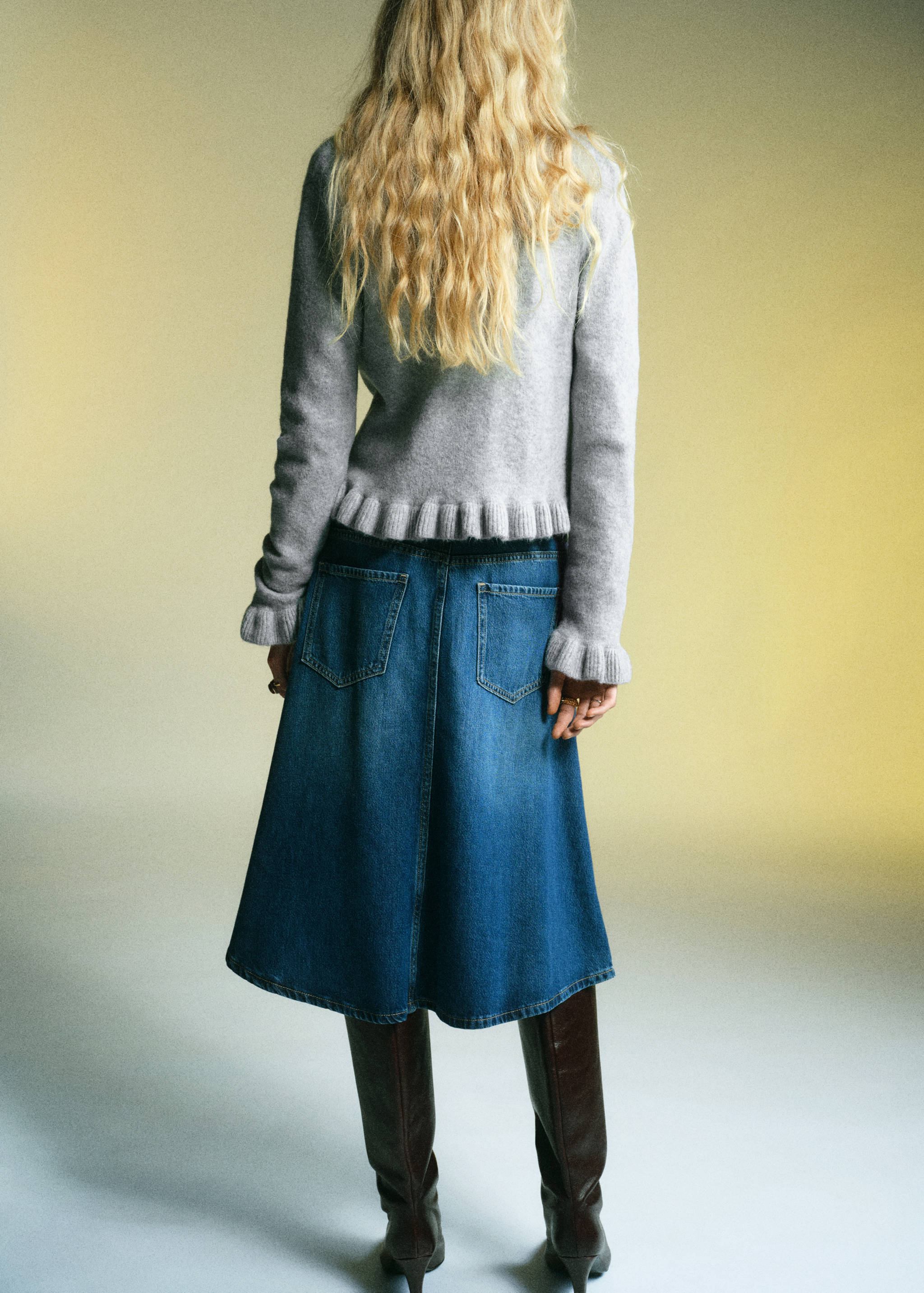 Úpletový kardigan s volány - Zadní strana zboží