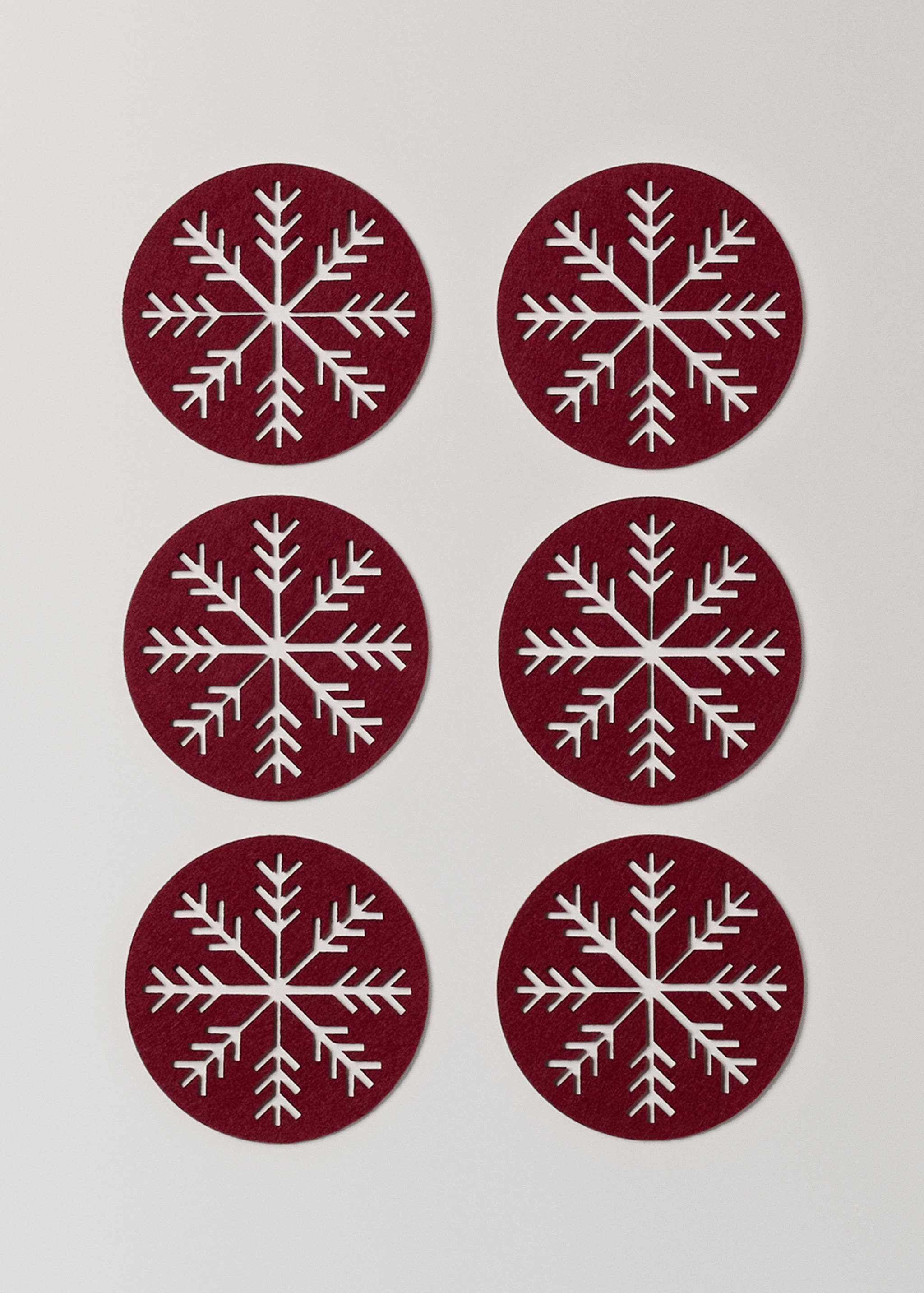 Glasunderlägg i filt med snöflingor 6 st - Artikel utan modell