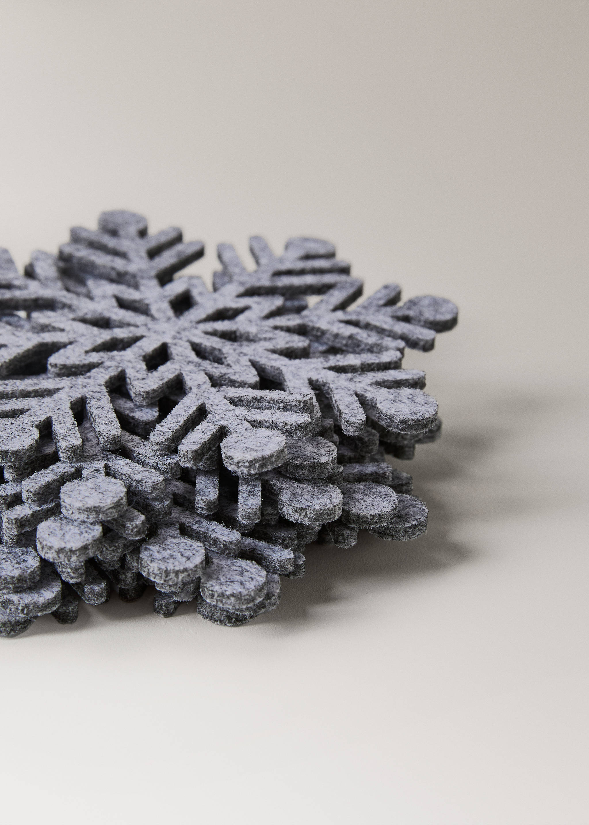 Glasunderlägg i filt med snöflingor 6 st - Detaljer om artikeln 2