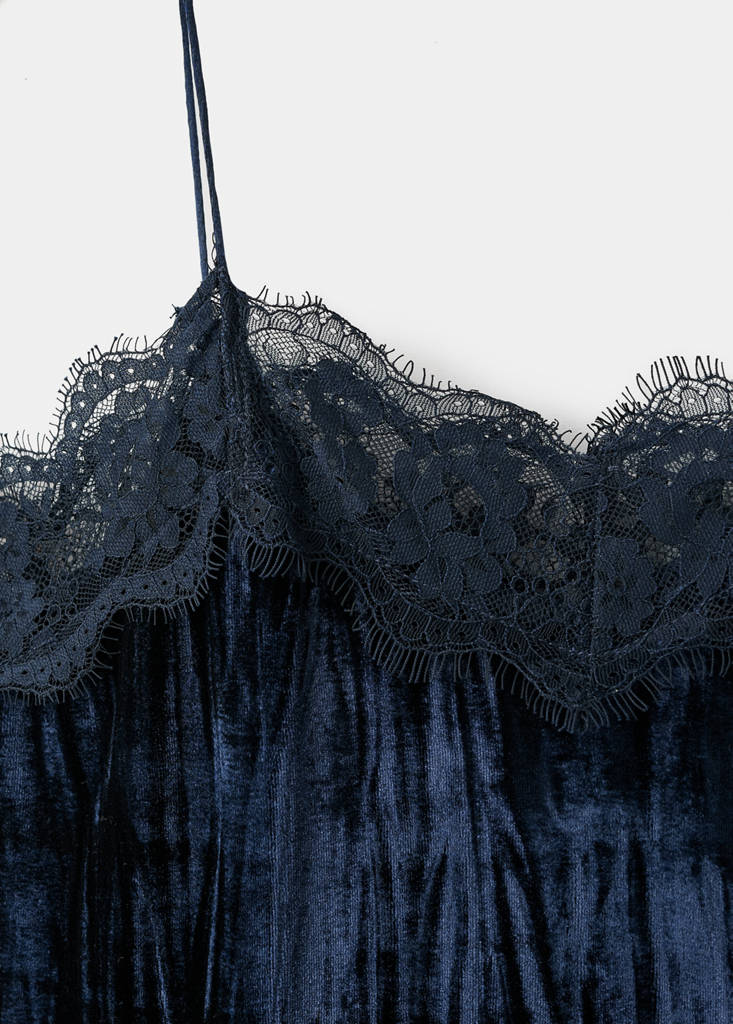 Lace velvet top — Navy