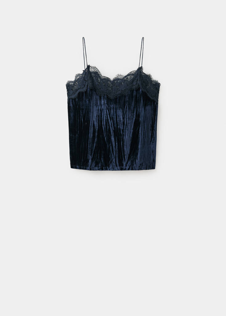 Lace velvet top — Navy