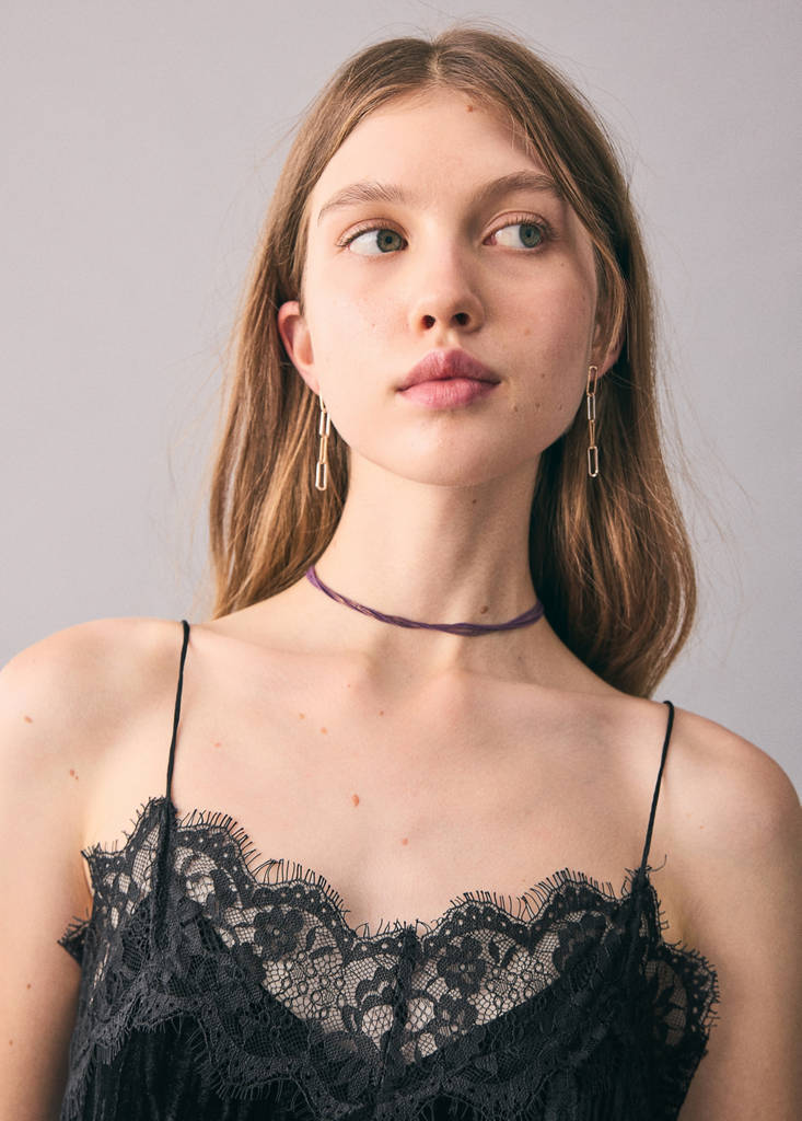 Lace velvet top — Black
