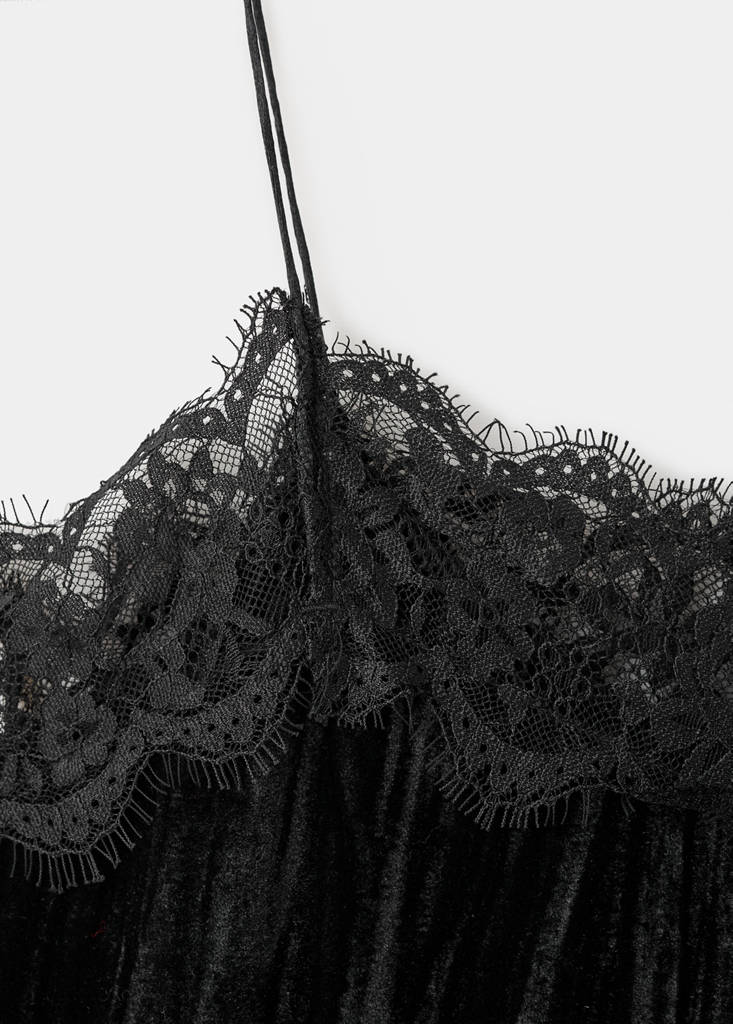 Lace velvet top — Black