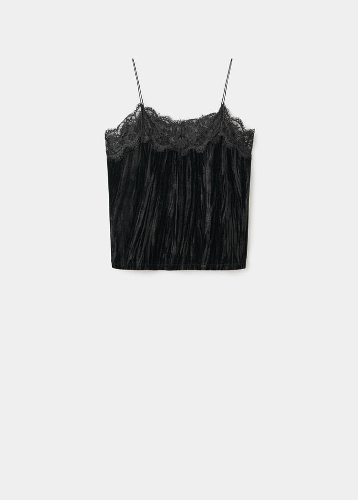 Lace velvet top — Black