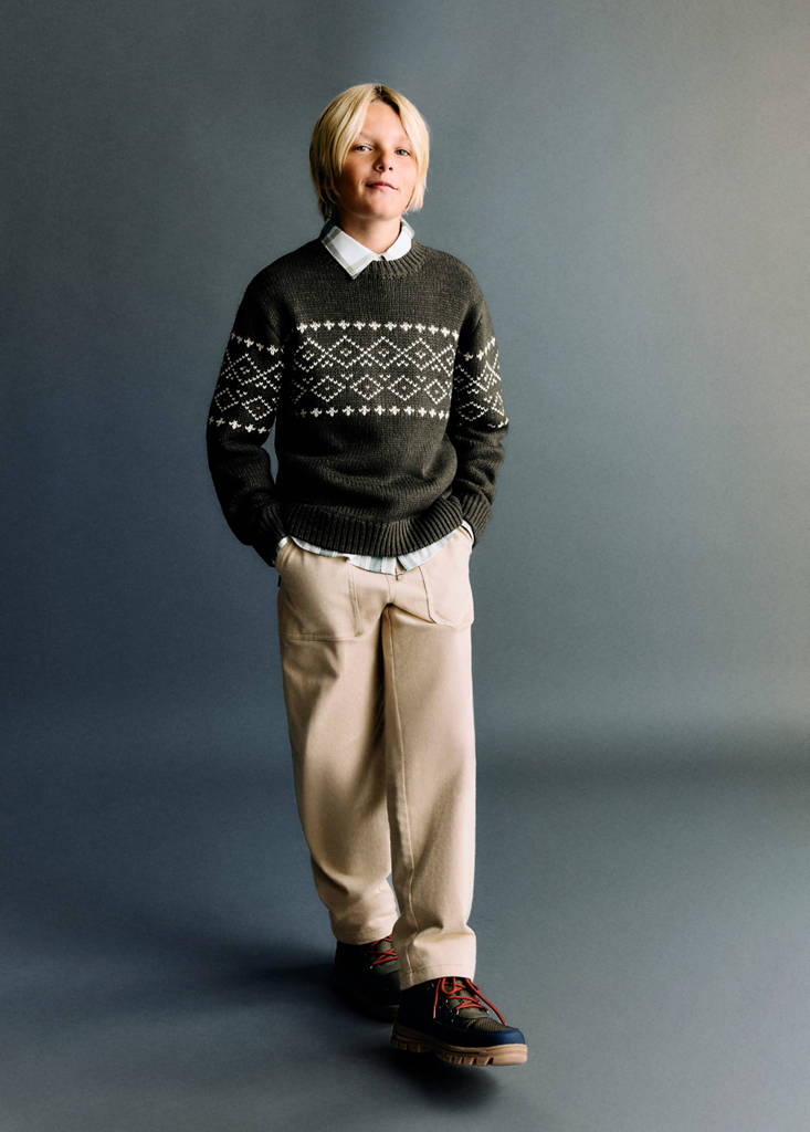 Jacquard knitted sweater — Dark Green