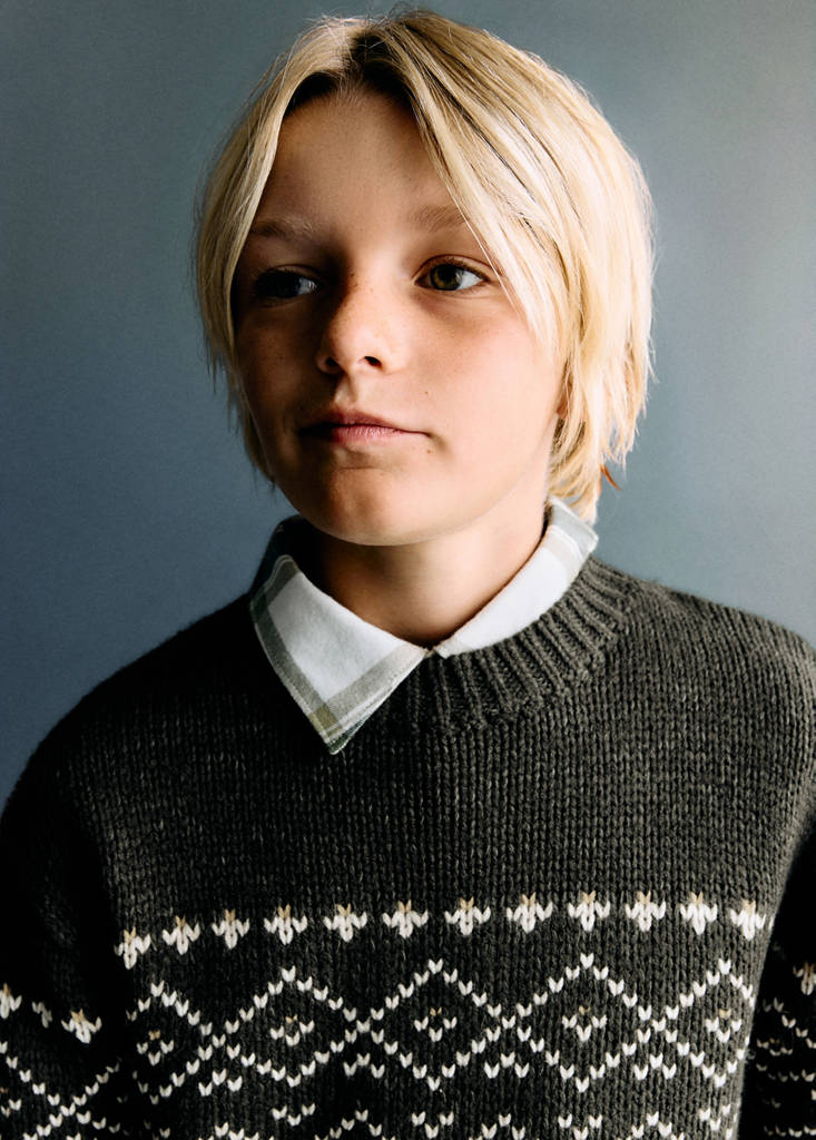 Jacquard knitted sweater — Dark Green