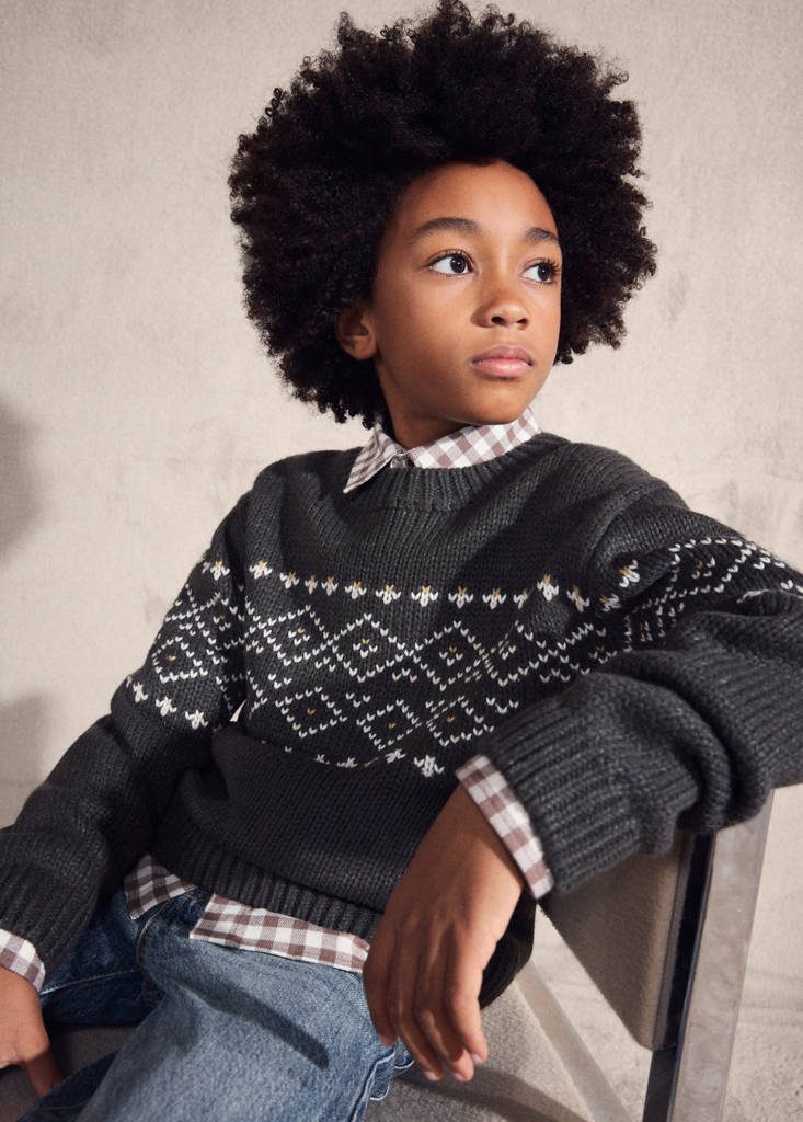 Jacquard knitted sweater — Dark Green