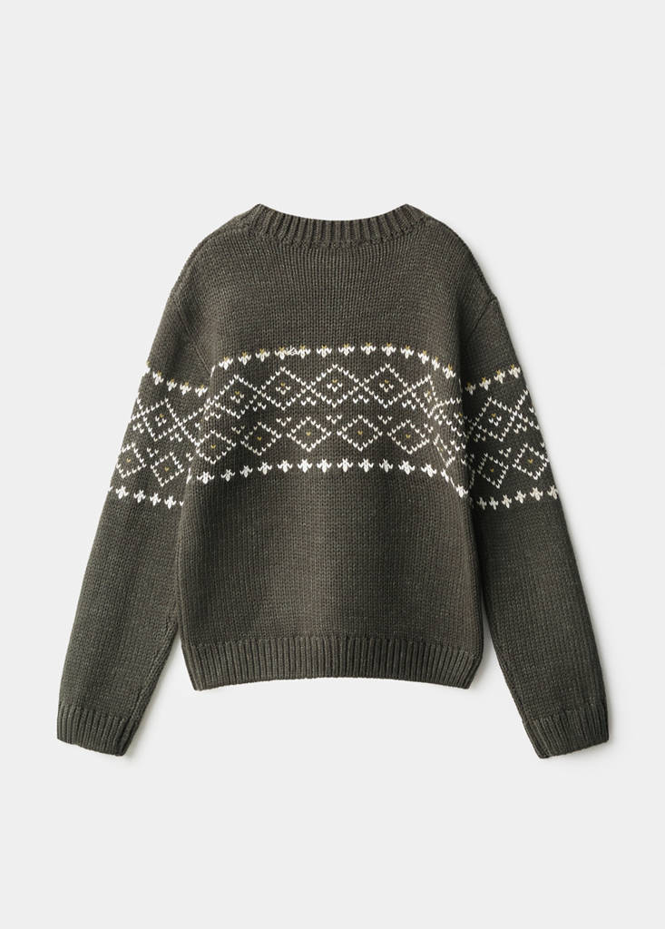 Jacquard knitted sweater — Dark Green