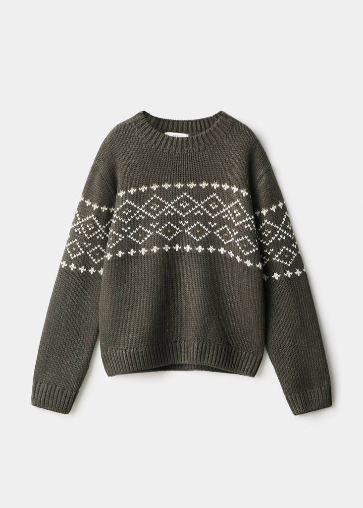 Jacquard knitted sweater — Dark Green