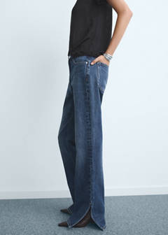 Straight-leg jeans with openings — Dark Blue 1