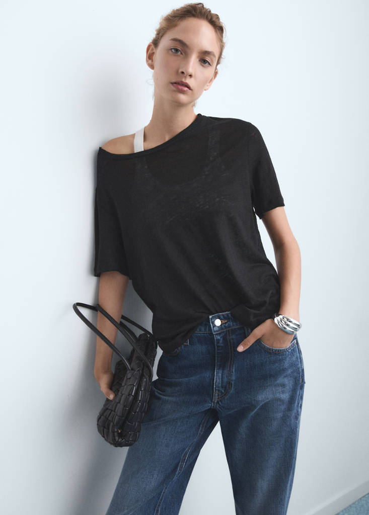Straight-leg jeans with openings — Dark Blue