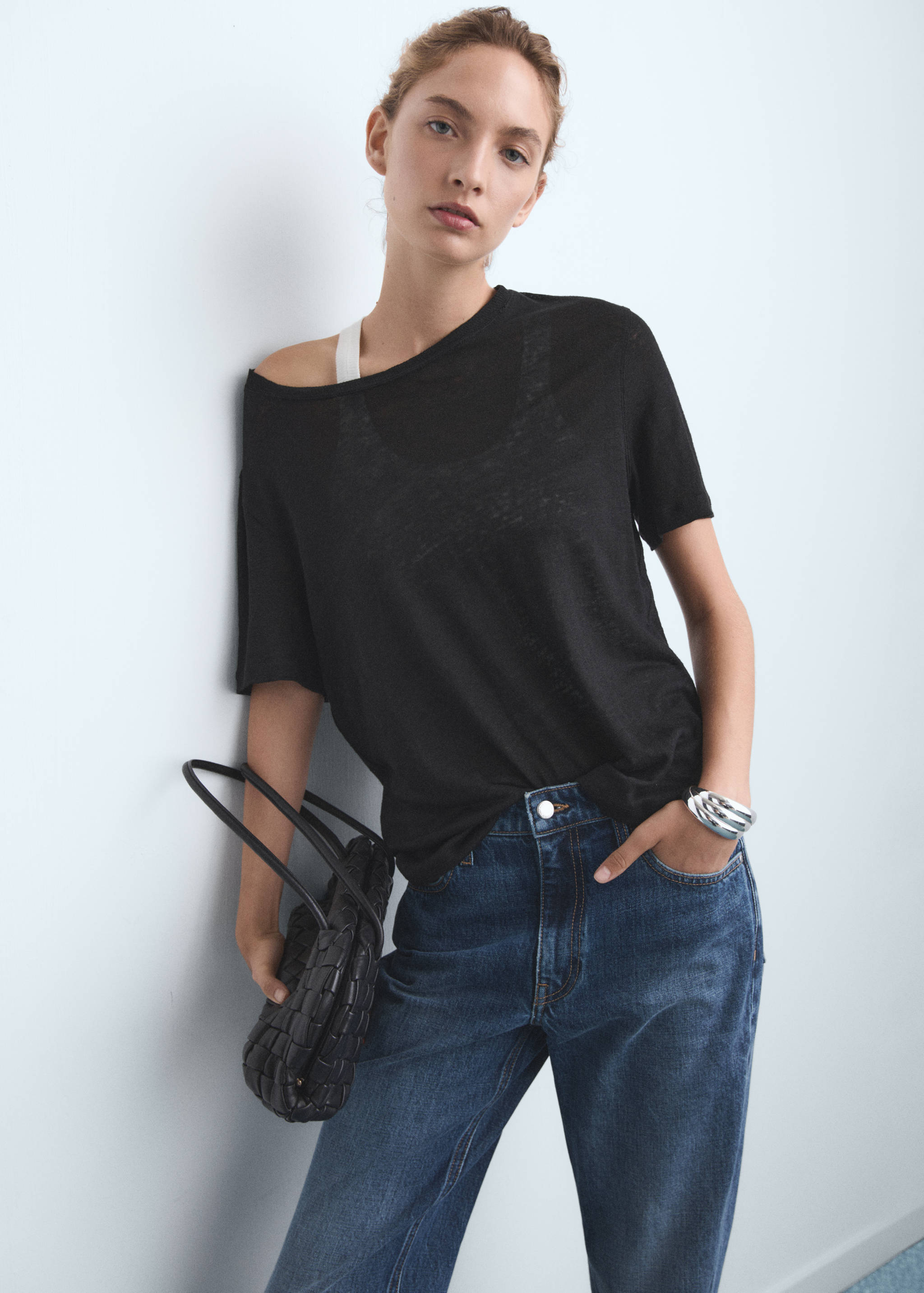 Calças de ganga retas com aberturas - Pormenor do artigo 1