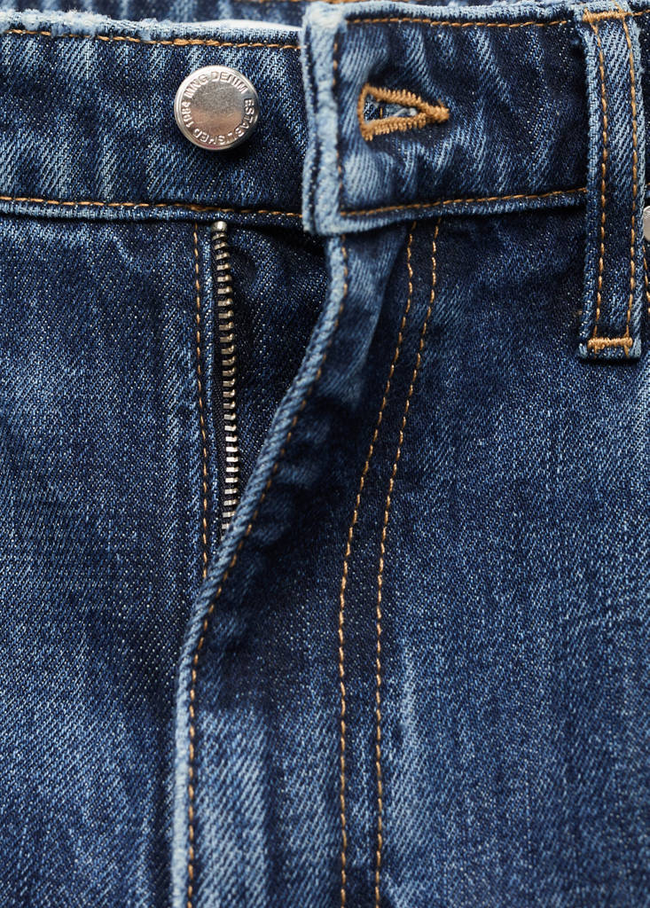 Straight-leg jeans with openings — Dark Blue