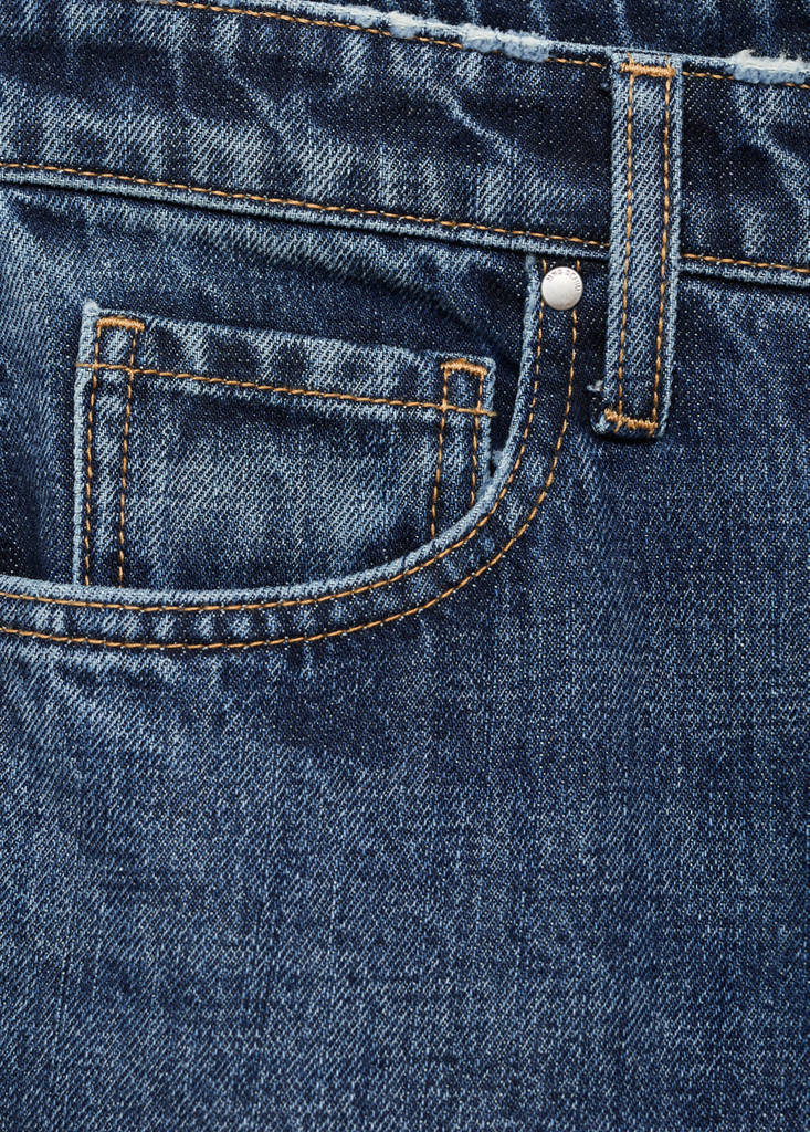 Straight-leg jeans with openings — Dark Blue