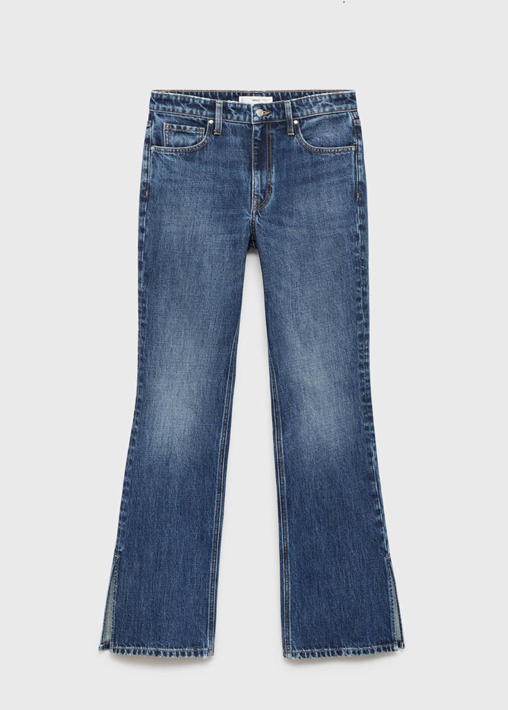 Straight-leg jeans with openings — Dark Blue