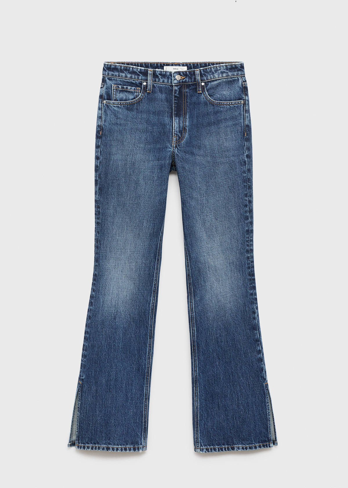 Straight-leg jeans with openings — Dark Blue