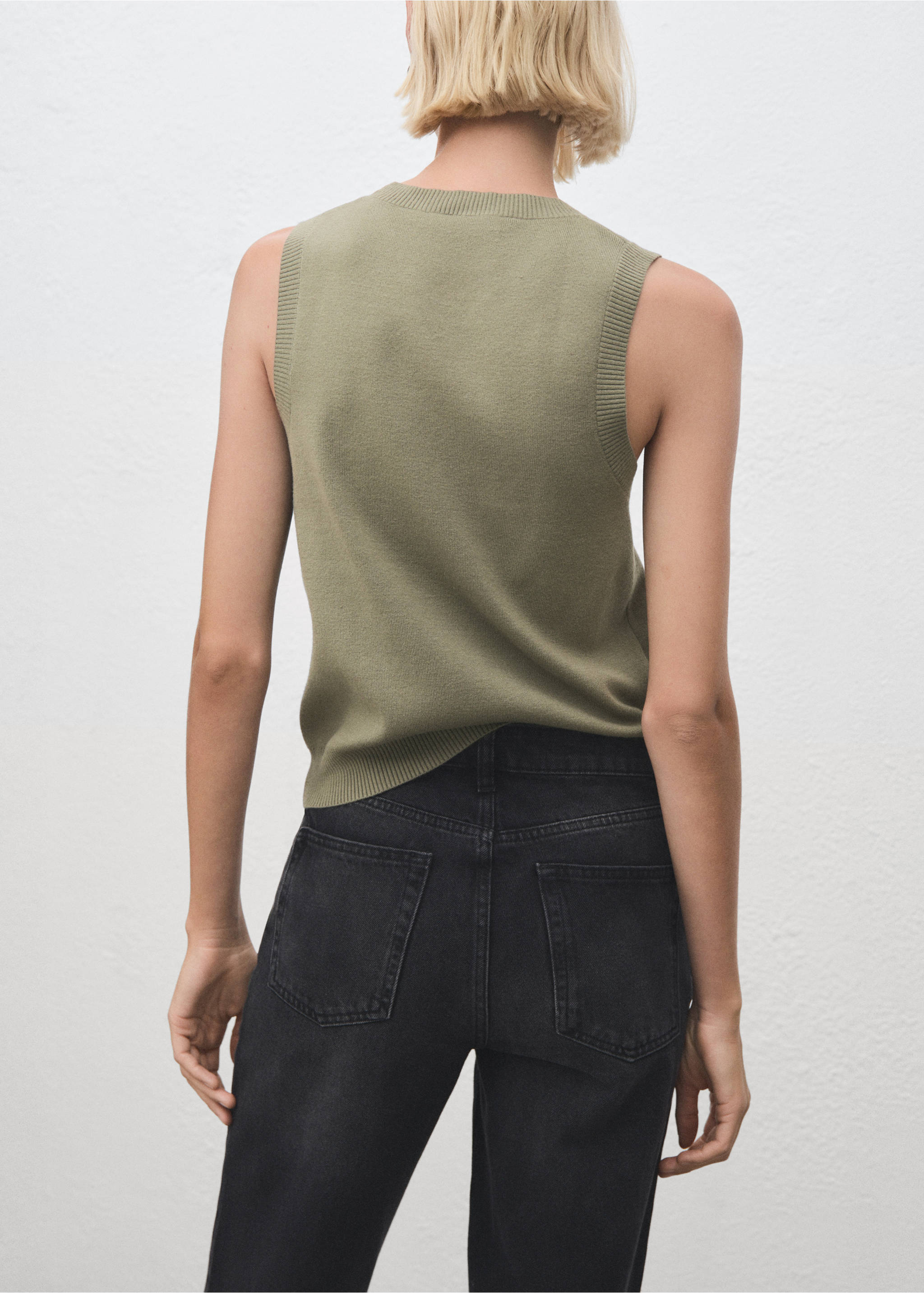 Knit strap top - Reverse of the article, Khaki. Ref: 17087793-00.